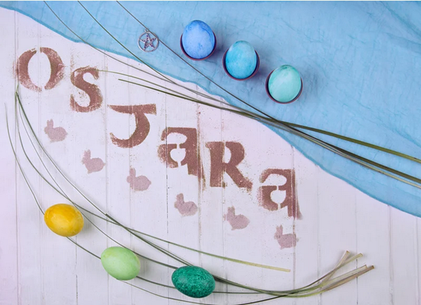 Eieren en hazen als symbool voor vructhbaarheid tijdens de Ostara Seizoenswandeling